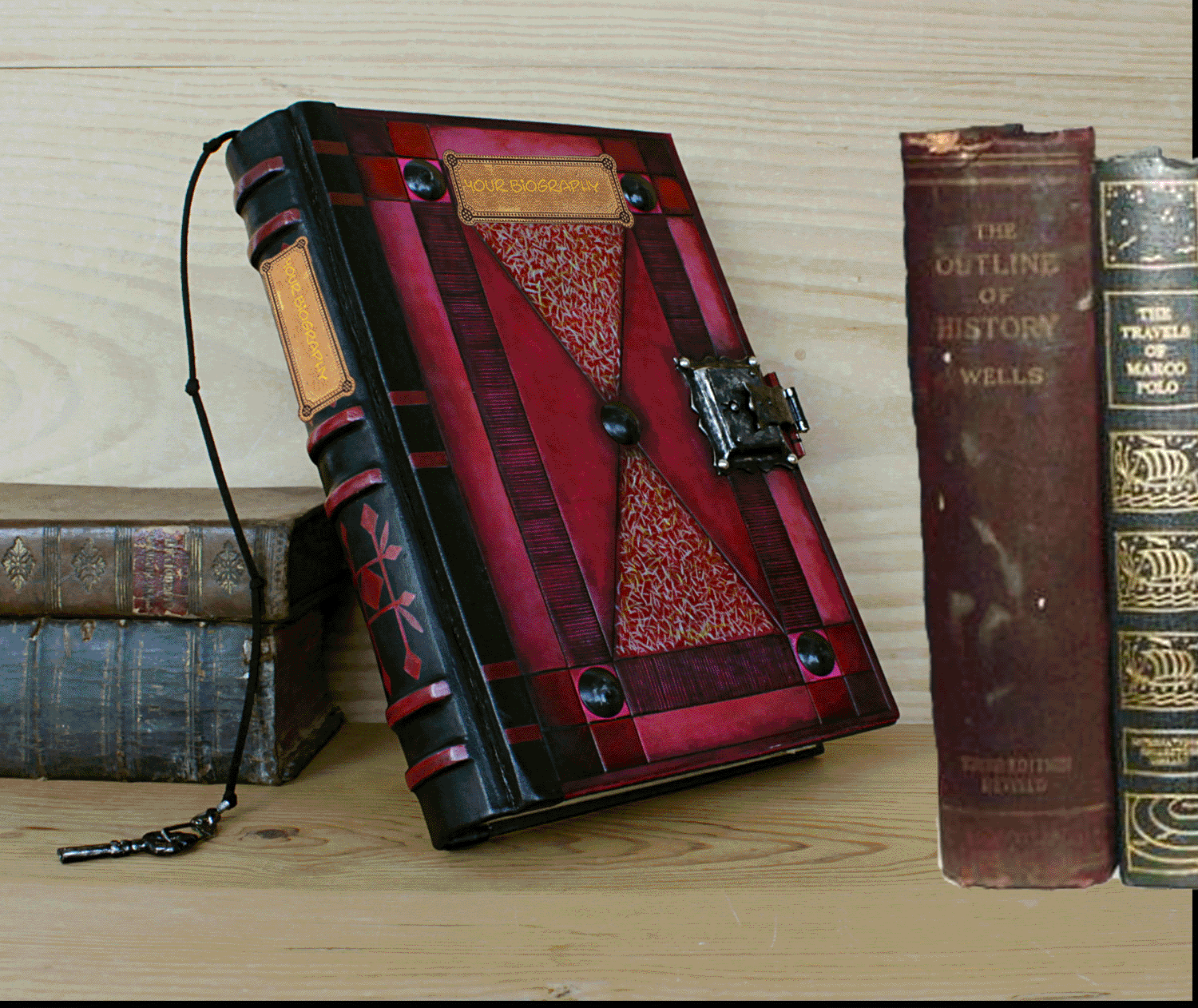 Red Leather Biography Book